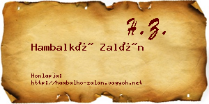 Hambalkó Zalán névjegykártya